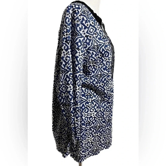 Charter club medium blue, white, black 3/4 sleeve tunic - Picture 2 of 6